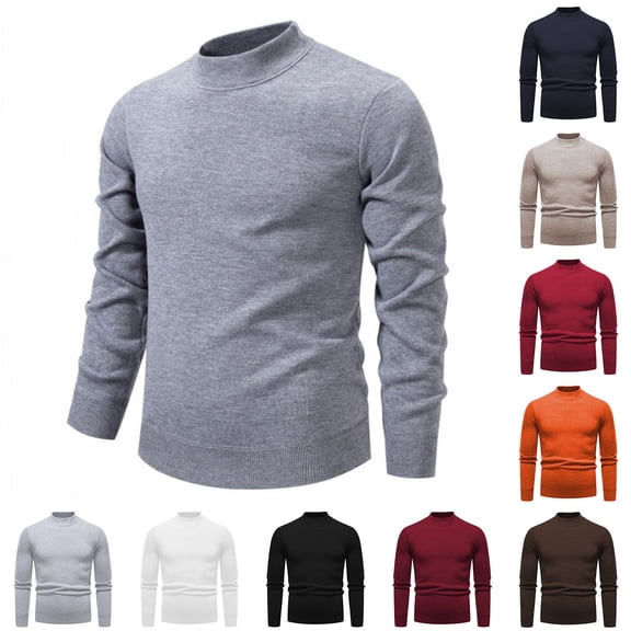 FRSASU Mens Turtleneck Long Sleeve Shirts thermal Mock Neck Pullover Sweater Tops Fitted Lightweight Undershirt White