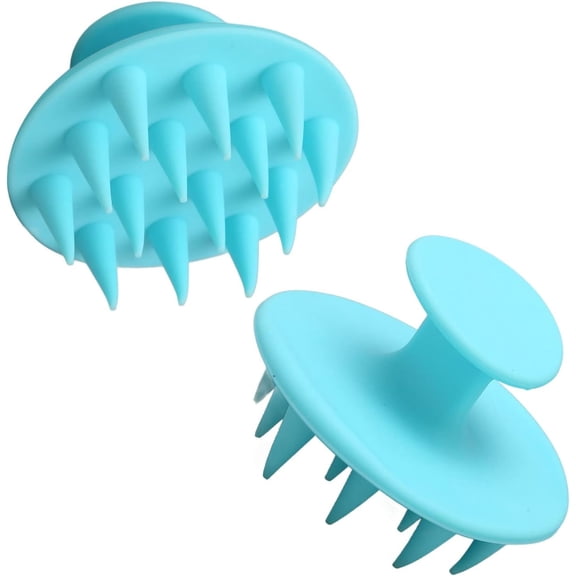 2PCS Shampoo Scrubber Scalp Brush, Soft Silicone Wet Dry Scalp Massager Hair Growth Scalp Shower Brush for Dandruff Removal