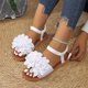 thumbnail image 4 of Sandalias Planas con Correas de Tobillo Moda Casual Primavera Y Verano Desgaste Exterior Redondo Dedo Del Pie Abierto Dedo Del Pie Espalda Elástica Sandalias Planas, 4 of 9