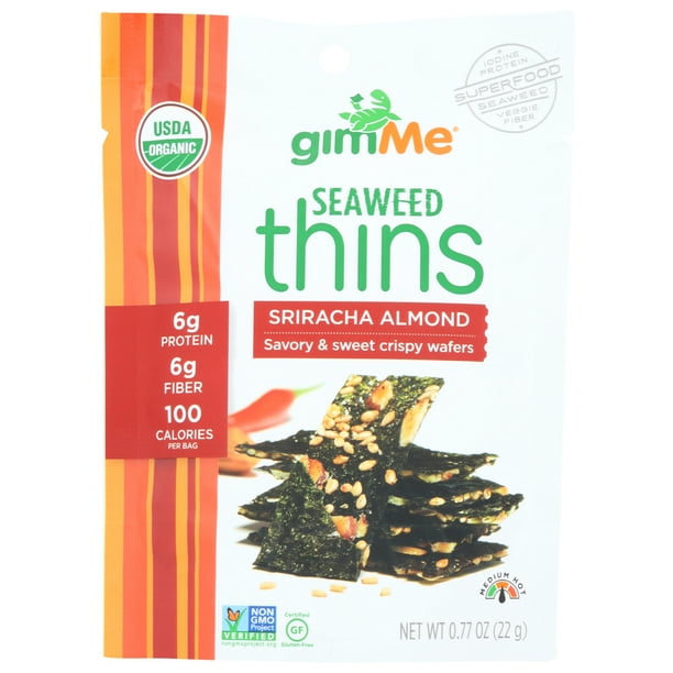 Gimme Seaweed Snacks Organic Seaweed Thins Sriracha Almond , .77 Oz