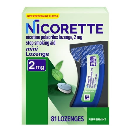 Nicorette Mini Nicotine Lozenges, 2 Mg Stop-Smoking Aid, Peppermint Flavor, 81 Count