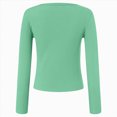 thumbnail image 4 of Towmus Womens Long Sleeve Scoop Neck Ribbed Knit Fitted Casual Tops Tee Slim Basic Shirts, Light Green, M, 4 of 6