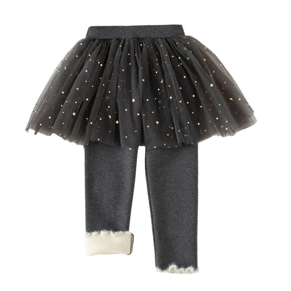 URMAGIC Little Girls Footless Leggings Pants with Lace Ruffle Tutu Skirt Tights Stretchy Cotton Pantskirt