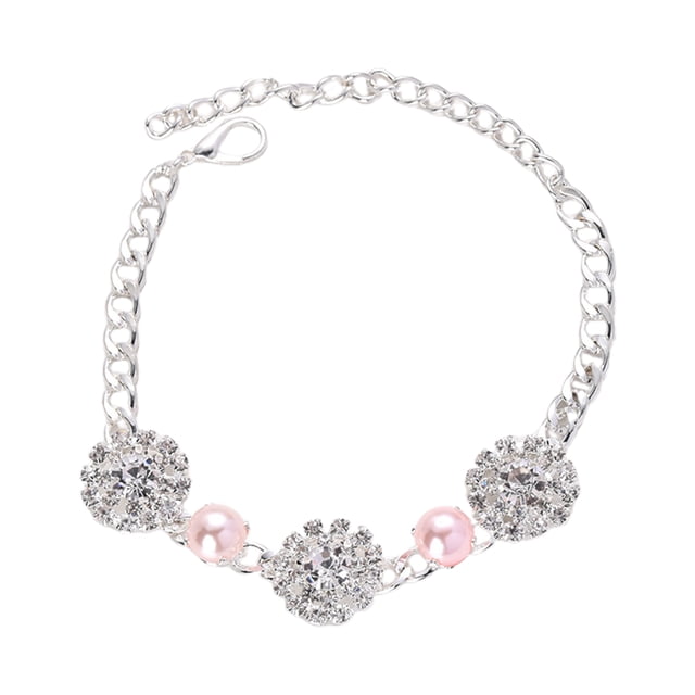Flmtop Dog Collar Sparkling Lobster Clasp Design with Extension Chain Adjustable Shiny Visual Effect Dress Up Copper Cat Dog Shiny Rhinestone Collar Pet Necklace Pet Supplies