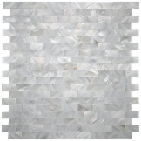 - Mother of Pearl White Shell Mosaic Tile for Kitchen Backsplashes, Bathroom Walls, Spas, Pools, 12