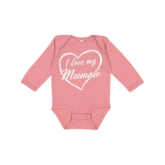 Inktastic I Love My Meemaw in White Chalk Heart Boys or Girls Long Sleeve Baby Bodysuit