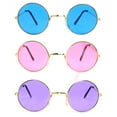 thumbnail image 5 of Skeleteen Tinted Round Hippie Glasses - Pink Purple And Blue 60's Style Hipster Circle Sunglasses - 3 Pairs, 5 of 8