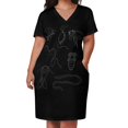 thumbnail image 3 of Parásitos - Vestido holgado con bolsillos en blanco sobre negro Ropa vestidos de lujo, 3 of 7