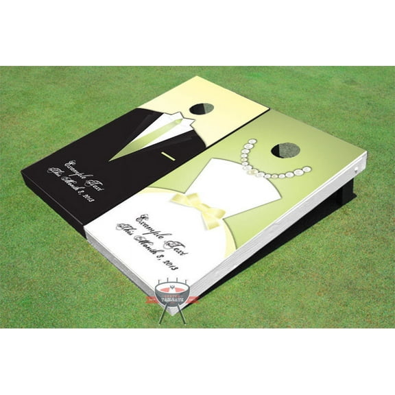 Tux and Dress Wedding Themed Cornhole Boards