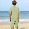 thumbnail image 6 of Fnooota Boys Summer Outfit Sets, Short Sleeve Cotton Linen Summer 2 Piece Kids' Clothing Sets Green Size 13-14 T, 6 of 6