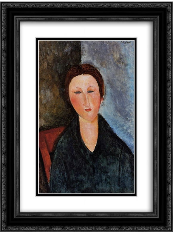 Amedeo Modigliani 2x Matted 18x24 Black Ornate Framed Art Print 'Bust of a Young Woman (Mademoiselle Marthe)'