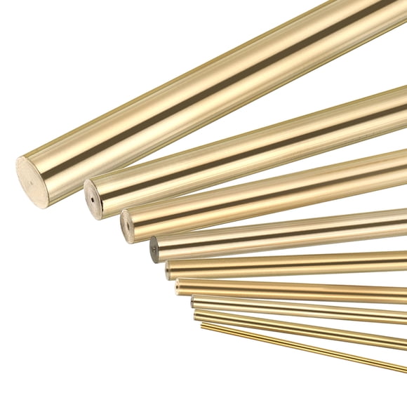 15Pcs Brass Rod, Brass Solid Round Rod Multiple Diameter 300mm Length Lathe Bar Stock RC Model DIY Craft