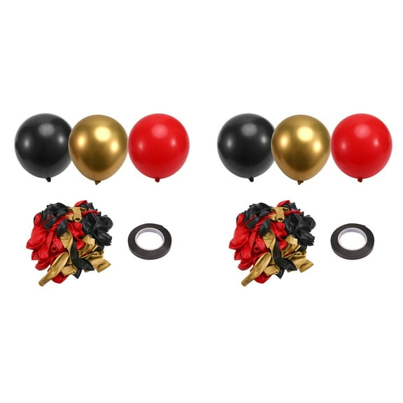 Red Black and Gold Balloons, 134pcs 12 Inch Red and Black Balloons for Birthday, Retirement, Graduation