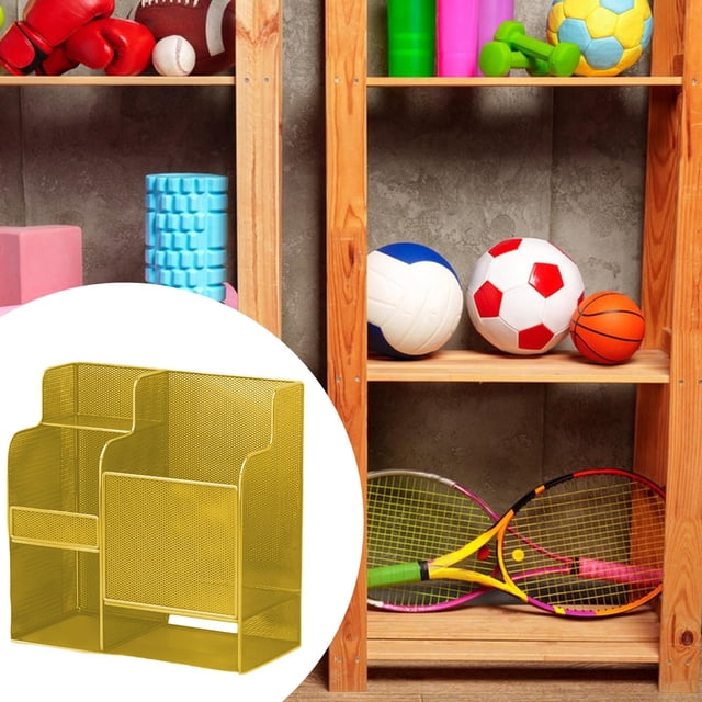 DYNWAVECA Yoga Mat Storage Rack Garage Organizer for Kettlebells Soccer Tennis Rackets Gold