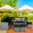 thumbnail image 3 of Costway 7 PCS Patio Rattan Dining Set Sectional Sofa Couch Ottoman Garden Black, 3 of 10
