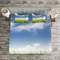 thumbnail image 3 of Ambesonne Plant Quilted Bedspread Set 3 Pcs, Paddy Rice Field, King Size, Sky Blue Apple Green, 3 of 3