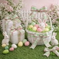 thumbnail image 5 of Yhmxh Easter Ribbon Wired Edge Ribbon Farmhouse Bunny Burlap Ribbons with Plaid 2.5" Plaid Rustic Peeps Wired Ribbon for Easter Holiday Gift Wrapping Wreath Bow Decor DIY Craft, 15ft, 5 of 6