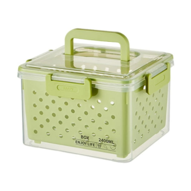 Contenedor de frutas para despensa de refrigerador con colador extraíble y recipiente de drenaje 16 x 13 x 125 cm