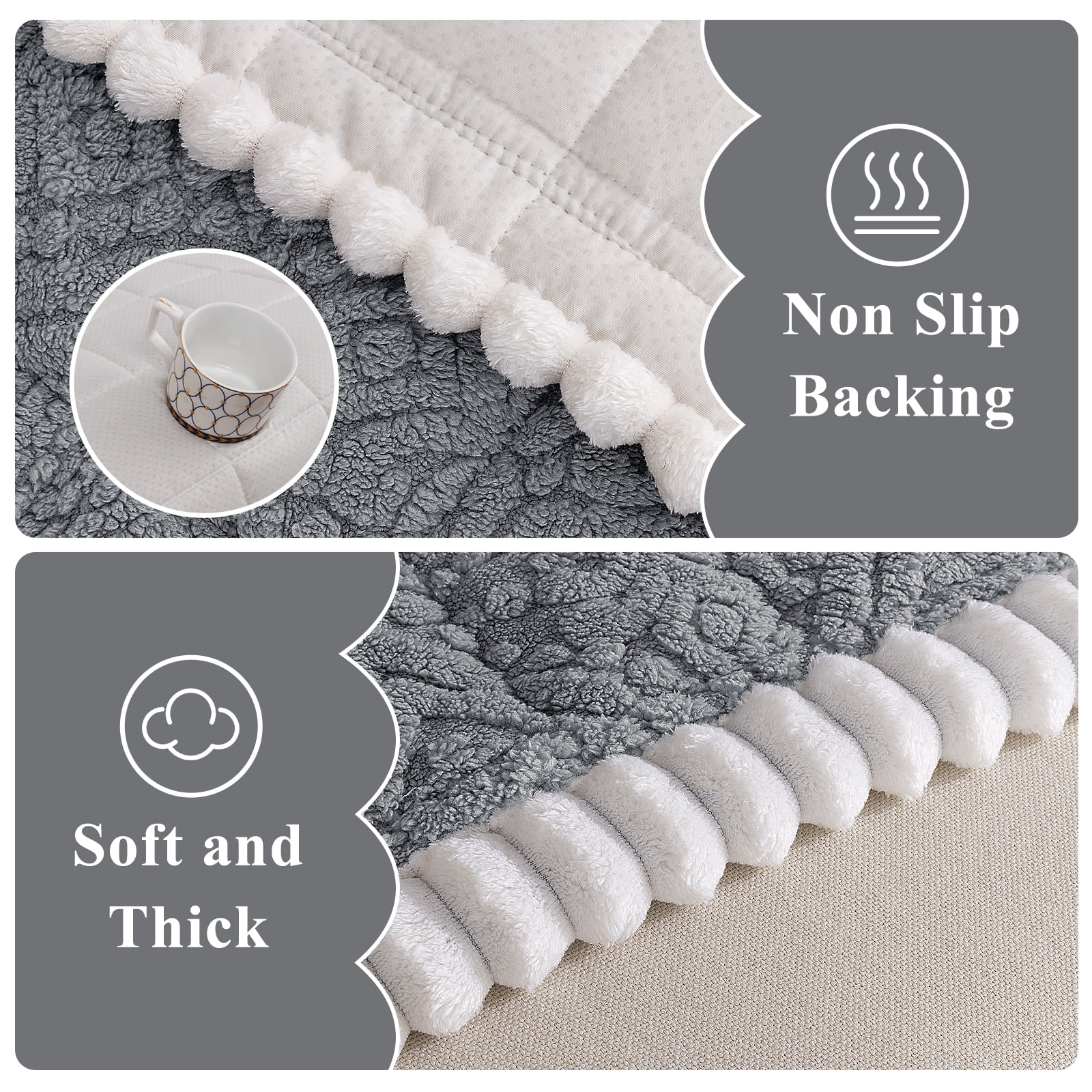 Vaukki 27.6"×71" Geometric Jacquard Sofa Slipcover,Non-Slip Washable Pet Friendly Couch Cover Furniture Cushion Protector for Dogs Cats,Gray