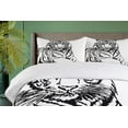 thumbnail image 4 of Ambesonne Savannah Duvet Cover Sets, Sketch of Tiger African, 2-King, White Black, 4 of 7