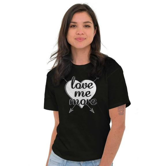 Cute Love Me More Valentines Heart Women's Plus Size Graphic Tee Brisco Brands 2X
