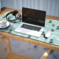 thumbnail image 3 of 35.4x15.7 Inch Gaming Mouse Pad, Non-Slip Stitched Rubber Desk Mat for Desktop & Laptop,Cat Variety Animal Teal Pattern, 3 of 6