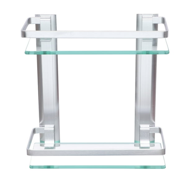 Estante De Vidrio Templado Estante De Baño De Vidrio De Doble Capa Soporte Montado En La Pared Organizador De Ducha De Baño De Vidrio Soporte De Champú Para Baño Hogar Cocina Serendint HA019365-00