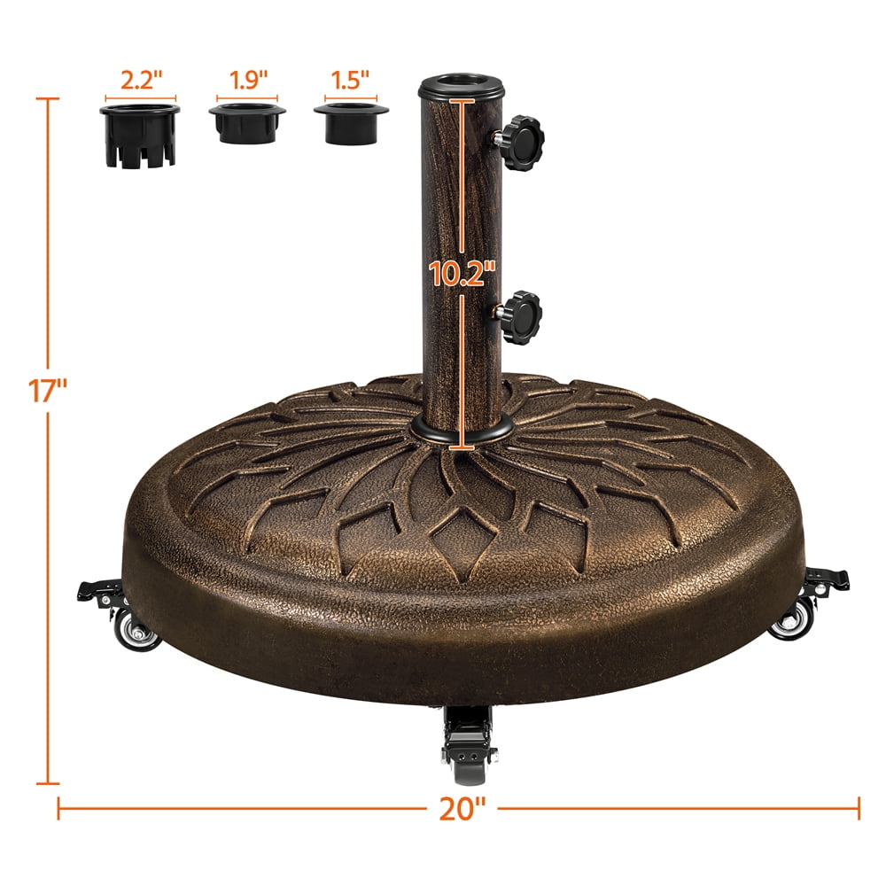 Yaheetech 45 lb Outdoor Patio Rolling Market Umbrella Base Stand, Bronze