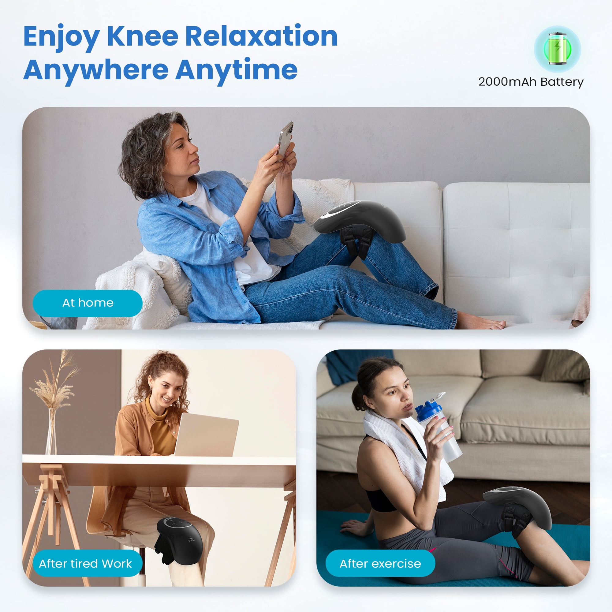 Cupilo Knee Massager with Heating, Vibrating Heated Knee Brace Wrap, Vibration Knee Heating Pad,3 Adjustable,Gifts for Men,Women