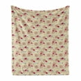 thumbnail image 1 of Ladybug Soft Flannel Fleece Throw Blanket, Bug and Daisy Pattern with Thriving Nature of Spring Season Theme, Cozy Plush for Indoor and Outdoor Use, 50" x 70", Dark Coral Cream, by Ambesonne, 1 of 6