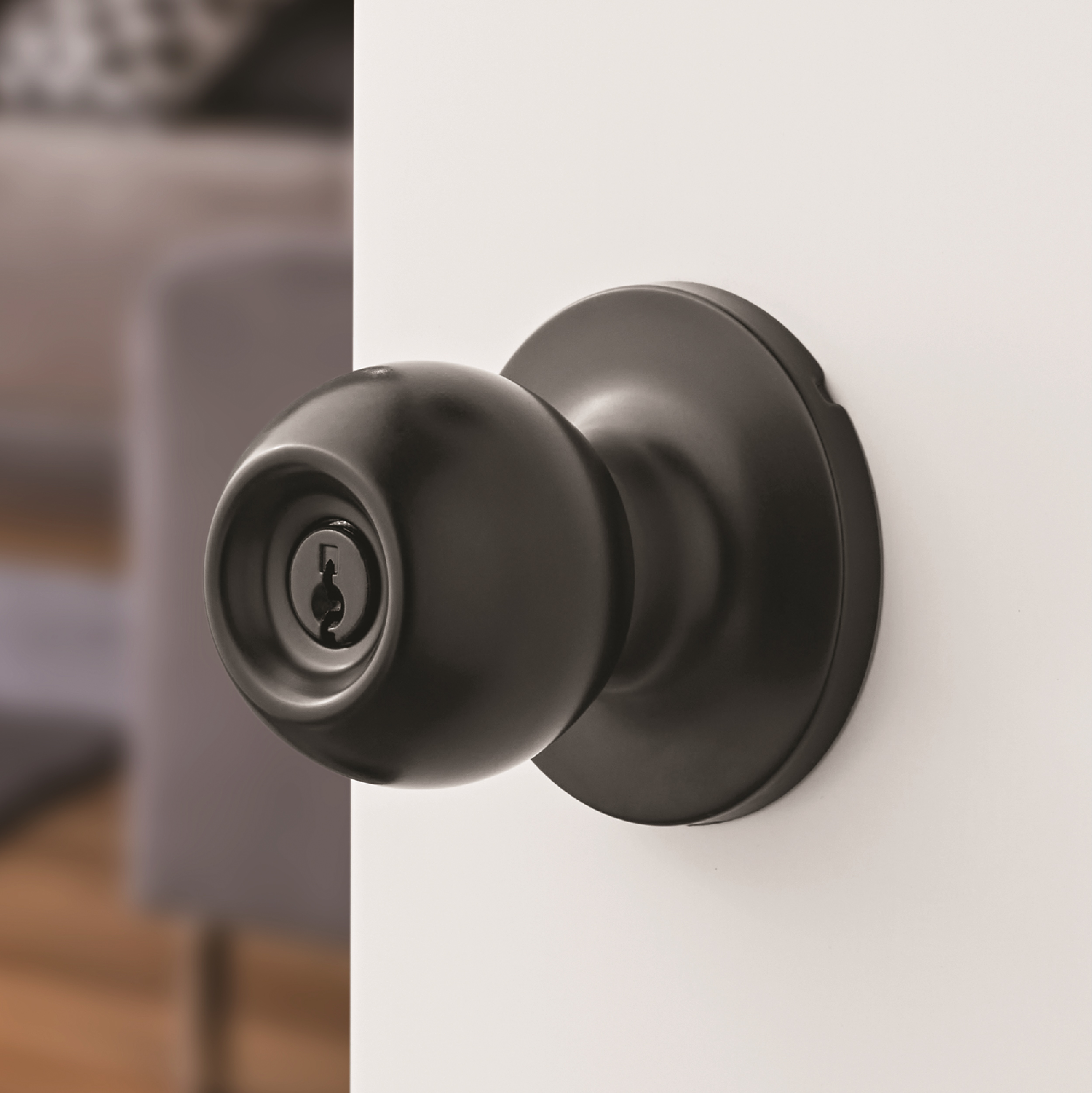 Two Keyed Entry Ball Locking Doorknobs MB Finish Twin Pack