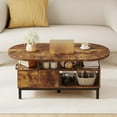 thumbnail image 4 of Topcobe 47 Inch Oval Coffee Table with Storage, Center Table for Living Room, Modern Furniture for Home-Open Compartments-Rustic Brown, 4 of 8