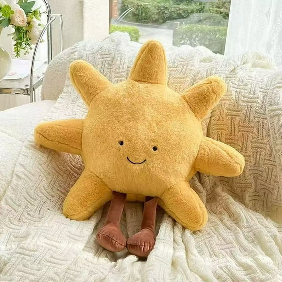 Cute Yellow Sun/ White Moom- shaped Plush Pillow with Legs
