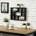 thumbnail image 5 of MyGift 15 Inch Black Wall-Mounted 9 Slot Rustic Wood Cube Storage Bookcase, 5 of 5