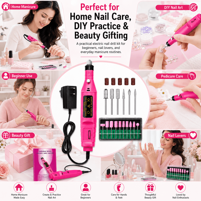 NIUTA 20000 RPM Electric Nail Drill Kit, Pink photo 6