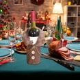 thumbnail image 5 of Christmas Sweater Plaid Wine Bottle Covers with Faux Fur Collar and Button Coat Design for Xmas Party Decorations, 5 of 6