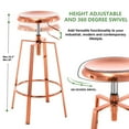 thumbnail image 2 of Metal Bar Stools Set of 2, Modern Backless Adjustable Swivel Counter Height Barstools with Bullnosed Seat, Hoop Footrest, Rubber Pads for Kitchen Island, Bar, Dining or Pub (Rose Gold), 2 of 11