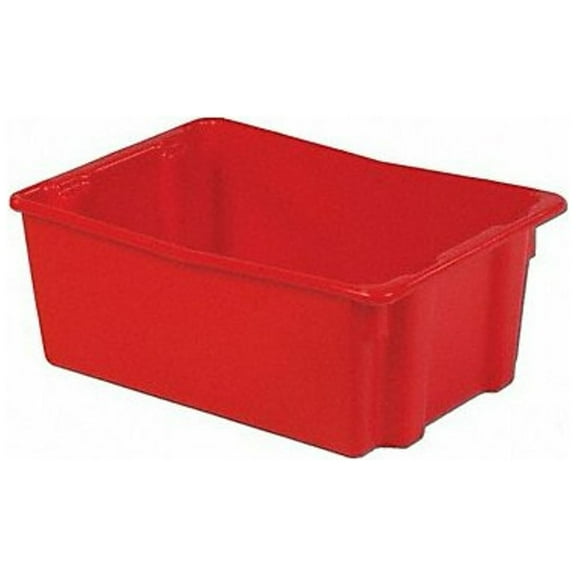 Hang & Stack Storage Bin, Plastic, Red, 10 1/2 in H, 18 3/4 in W, 26 1/8 in L