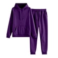 thumbnail image 2 of CIENVNSTG Unisex Hoodies Tracksuit Solid Color Drawstring Sweatsuit Sweatshirt and Sweatpant for Women Men 2 Piece Sets Pullover Sweater Purple L, 2 of 7