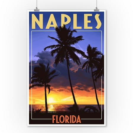  Naples  Florida  Palms Sunset Lantern Press Artwork 