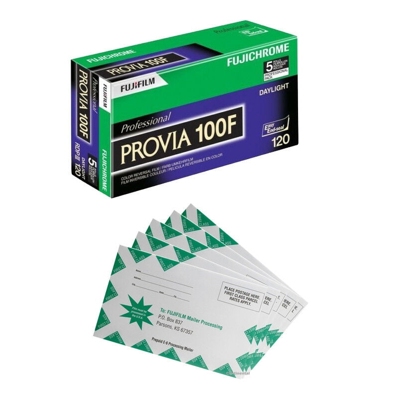 5 Rolls Fuji Fujichrome RDP 120 Provia 100F Film + 5 Fujifilm Prepaid  Mailers