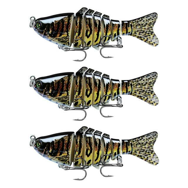 Lot de 3 Leurres de Pêche Réutilisables avec Perles Attraction Extérieure Swimbaits Artificiels Crankbait 10cm Type 7