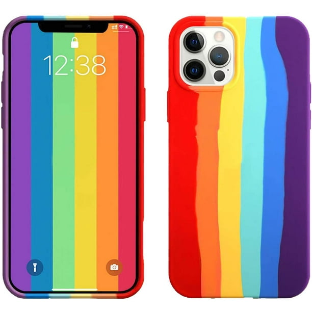 Compatible For Iphone 12 Pro Max 6 7 Inch Rainbow Soft Liquid Silicone Case Drop Protection Shock Absorbing Corners Walmart Com