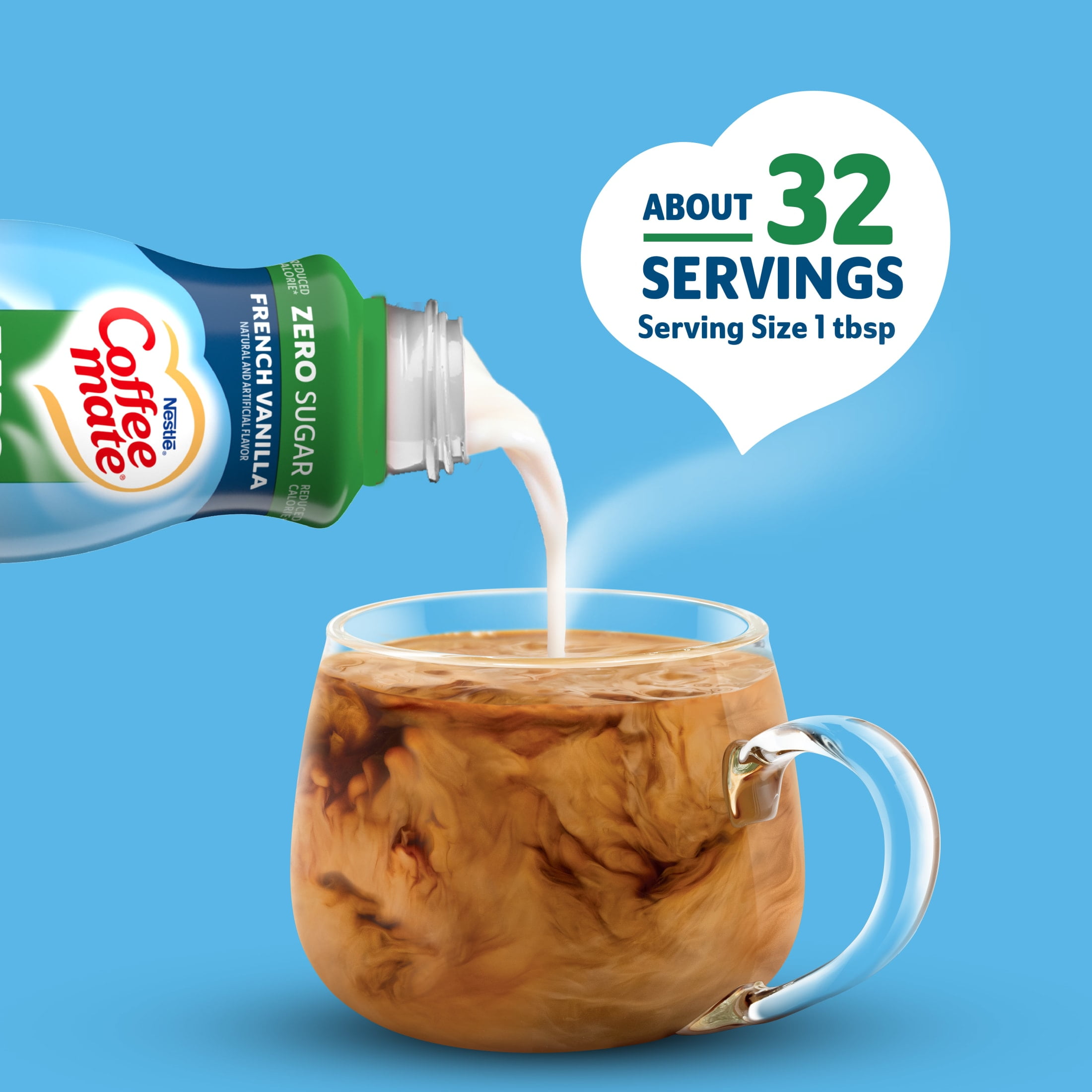 Coffee mate Zero Sugar French Vanilla Liquid Coffee Creamer, 16 fl oz