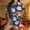Blue, variant on Women Christmas Printed Stand Up Collar Pocket Short Sleeved Top Shorts Home Wear Pajama Set