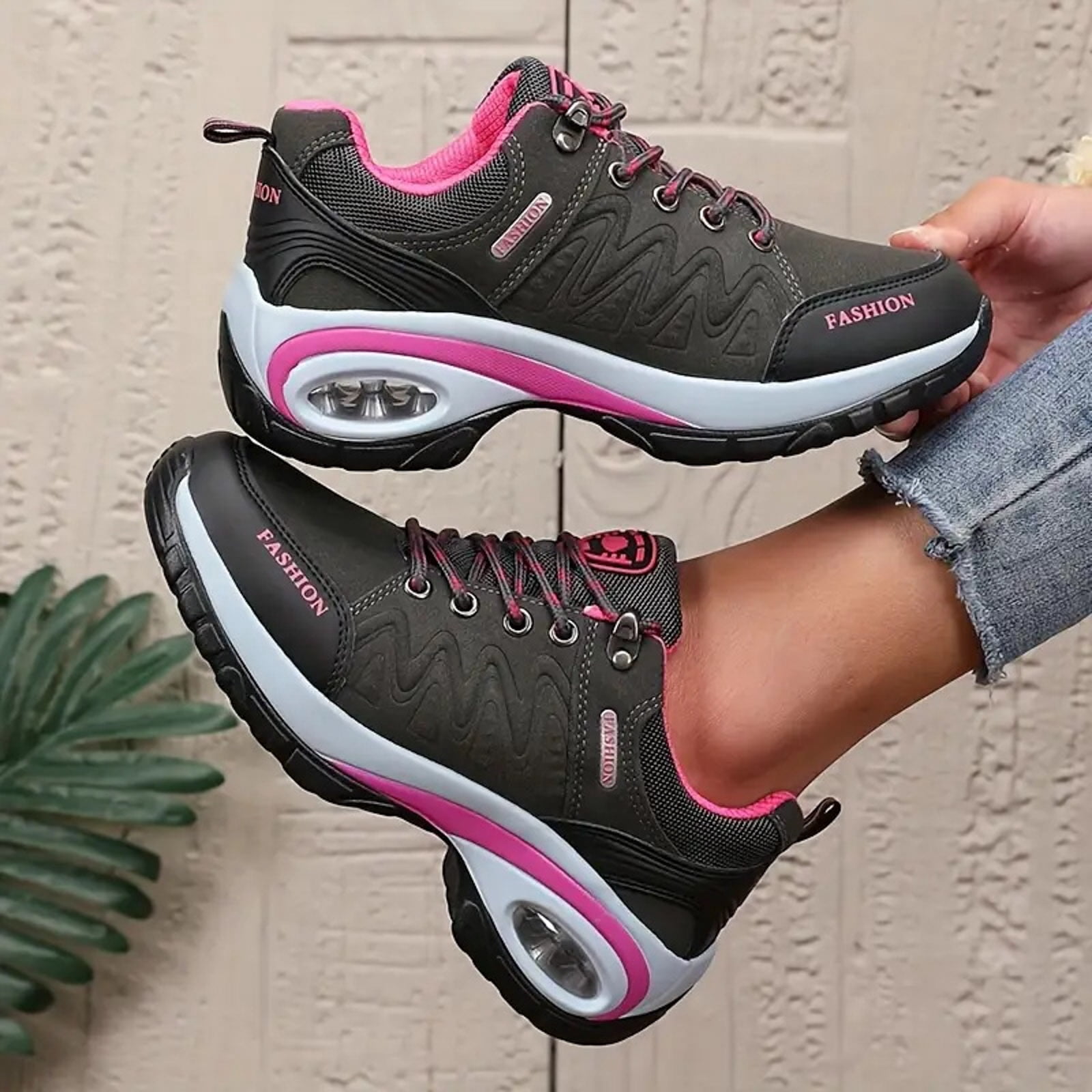 Dakaela Women's Waterproof Hiking Boots Outdoor Trekking Camping Shoes Arch Support Cushion Sneakers