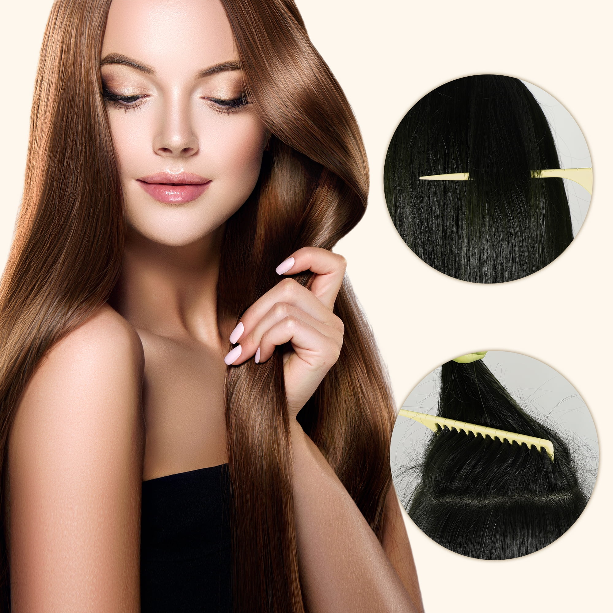 Unique Bargains Wide Tooth Rat Tail Comb Plastic for Wet Curly Hair for Women Men Yellow