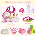 thumbnail image 2 of Chuvikid 20Pcs Baby Doll Accessories Set with Carry Handbag for Storage-Feeding Set,Pacifier,Bottles,Bowl Spoons,Dolls Feeding Kit for Kids Girls Party Gift Aged 3-12, 2 of 8