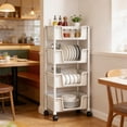 thumbnail image 4 of EGNMCR Multi Layer Movable Plastic Storage Rack Large Capacity Layered Storage Rack With Wheels Living Room/bedroom/bathroom/kitchen Item Storage Rack Plasti c trolley, 4 of 6