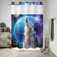 thumbnail image 6 of No Hook Shower Curtain, Abstract Art Wolfs Shower Curtains for Bathroom with See Through Top Window, Blue Moon Forest Black Waterproof & Washable Bath Curtain Stall 48"x72", 6 of 9